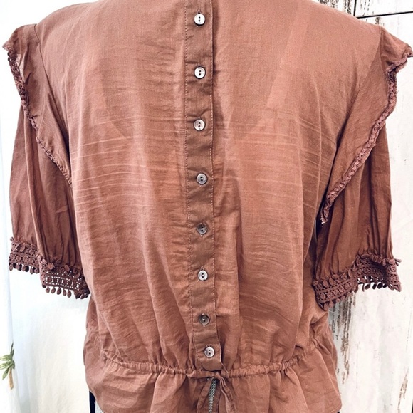 NWOT 💙 Love Sam BOHO Blouse - Cotton Crocheted Lace With Ruffles Size S - Picture 5 of 8
